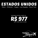 IMPERDÍVEL!!! Passagens ainda mais baratas para os Estados Unidos! A partir de R$ 977, ida e volta, com saídas de várias cidades! <b>MIAMI, ORLANDO, LAS VEGAS, LOS ANGELES ou NOVA YORK</b>!