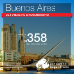 Promoção de passagens da <b>QATAR</b> para <b>BUENOS AIRES</b>! A partir de R$ 358, ida e volta! Saídas de SP, de <b>Fevereiro</b> a <b>Novembro/15</b>, inclusive nos <b>Feriados</b>!