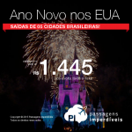 Mais passagens para o <b>ANO NOVO</b> nos <b>EUA</b>: Miami ou Orlando pela TAM, saindo de Foz do Iguaçu, Goiânia, Londrina, Navegantes ou Vitória! A partir de R$ 1.445, ida e volta!