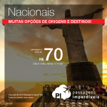 <b>Passagens Nacionais</b> em promoção! A partir de R$ 70, ida e volta!