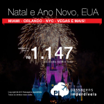 Quer passar o Natal / Ano Novo nos <b>ESTADOS UNIDOS</b>? Aproveite a promoção de passagens para Miami, Orlando, Nova York, Las Vegas ou San Francisco, com valores a partir de R$ 1.147, ida e volta!