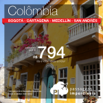 Passagens baratas para a <b>COLÔMBIA</b>: Bogotá, Cartagena, Medellín ou San Andrés! A partir de R$ 794, ida e volta!