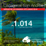 Passagens para <b>CARTAGENA</b> ou <b>SAN ANDRÉS</b>! A partir de R$ 1.014, ida e volta; a partir de R$ 1.450, ida e volta, COM TAXAS INCLUÍDAS!