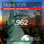 Passagens baratas para <b>NOVA YORK</b> saindo de Belo Horizonte! Datas para viajar de Setembro/2015 até Abril/2016! A partir de R$ 962, ida e volta; a partir de R$ 1.455, ida e volta, COM TAXAS!