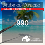 Passagens em promoção para o <b>CARIBE</b>: Aruba ou Curaçao, saindo de 24 cidades brasileiras! A partir de R$ 990, ida e volta; a partir de R$ 1.359, ida e volta, COM TAXAS INCLUÍDAS!