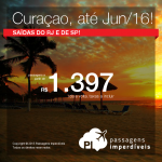 Passagens baratas para <b>CURAÇAO</b>, no Caribe! A partir de R$ 1.397, ida e volta; a partir de R$ 1.769, ida e volta, COM TAXAS INCLUÍDAS! Datas até Jun/2016!