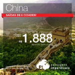 Promoção de Passagens para <b>China: Pequim, Pudong, Xangai; Hong Kong: Hong Kong</b>! A partir de R$ 1.888, ida e volta; a partir de R$ 2.497, ida e volta, COM TAXAS INCLUÍDAS!