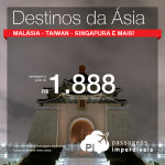 Promoção de Passagens para <b>Ásia</B>: Coreia do Sul, Israel, Líbano, Malásia, Singapura, Taiwan! A partir de R$ 1.888, ida e volta; a partir de R$ 2.633, ida e volta, COM TAXAS INCLUÍDAS!