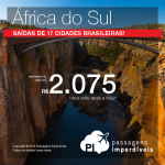 Promoção de Passagens para a <b>África do Sul: Cape Town ou Joanesburgo</b>! A partir de R$ 2.075, ida e volta; a partir de R$ 2.501, ida e volta, COM TAXAS INCLUÍDAS!