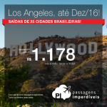 Seleção de Passagens para <b>LOS ANGELES</b>, saindo de 25 cidades brasileiras! A partir de R$ 1.178, ida e volta; a partir de R$ 1.652, ida e volta, COM TAXAS INCLUÍDAS! Datas até Dez/2016!