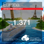 Promoção de Passagens para <b>EUROPA</b>: Frankfurt, Barcelona, Madri, Paris, Londres, Roma! A partir de R$ 1.371, ida e volta; a partir de R$ 1.624, ida e volta, COM TAXAS INCLUÍDAS!