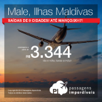 Promoção de Passagens para <b>Male, Ilhas Maldivas</b>! A partir de R$ 3.344, ida e volta; a partir de R$ 4.248, ida e volta, COM TAXAS INCLUÍDAS, em até 10x sem juros!