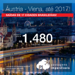 Promoção de Passagens para a <b>Áustria: Viena</b>! A partir de R$ 1.480, ida e volta; a partir de R$ 1.885, ida e volta, COM TAXAS INCLUÍDAS, em até 5x sem juros! Datas até 2017!