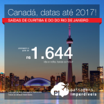 Seleção de Passagens para o <b>CANADÁ</b>: Ottawa ou Toronto! A partir de R$ 1.644, ida e volta; a partir de R$ 2.026, ida e volta, COM TAXAS INCLUÍDAS, em até 10x sem juros!