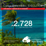 Passagens em <b>CLASSE EXECUTIVA</b> para o <b>Caribe Colombiano</b>: Cartagena ou San Andres</b>! A partir de R$ 2.728, ida e volta; a partir de R$ 3.371, ida e volta, COM TAXAS INCLUÍDAS, em até 5x sem juros! Datas até Ago/2017, inclusive Ano Novo, Carnaval e demais Feriados!