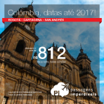 Promoção de Passagens para a <b>Colômbia: Bogotá, Cartagena, San Andres</b>! A partir de R$ 812, ida e volta; a partir de R$ 1.195, ida e volta, COM TAXAS INCLUÍDAS! Datas até 2017!