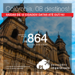 Promoção de Passagens para a <b>Colômbia: Barranquilla, Bogota, Bucaramanga, Cali, Cartagena, Medellin, Pereira, San Andres</b>! A partir de R$ 864, ida e volta; a partir de R$ 1.294, ida e volta, COM TAXAS INCLUÍDAS!