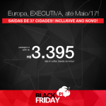 Black Friday 2016 – <b>CLASSE EXECUTIVA</b> p/ a EUROPA até Maio/17 – <b>INCLUSIVE ANO NOVO</b>! A partir de R$ 3.395, ida+volta; R$ 4.205, C/TAXAS! Para membros da OAB, R$ 3.458, ida e volta, COM TODAS AS TAXAS INCLUÍDAS!