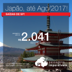 Promoção de Passagens para <b>Japão: Nagoya, Narita, Osaka, Tokio</b>! A partir de R$ 2.041, ida e volta; a partir de R$ 2.492, ida e volta, COM TAXAS INCLUÍDAS!