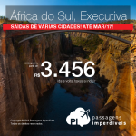 Passagens em <b>CLASSE EXECUTIVA</b> para a <b>África do Sul: Joanesburgo</b>! A partir de R$ 3.354, ida e volta, COM TODAS AS TAXAS INCLUÍDAS!