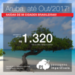 Seleção de Passagens para <b>ARUBA</b>! A partir de R$ 1.320, ida e volta; a partir de R$ 1.754, ida e volta, COM TAXAS INCLUÍDAS, em até 10x sem juros! Saídas de 8 cidades brasileiras!