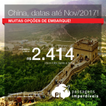 Promoção de Passagens para a <b>China: Chengdu, Kunming, Pequim, Xangai, Hong Kong</b>! A partir de R$ 2.414, ida e volta; a partir de R$ 2.760, ida e volta, COM TAXAS INCLUÍDAS!