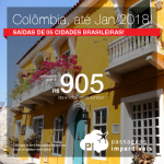 Seleção de Passagens para a <b>Colômbia: Barranquilla, Bogotá, Cartagena, Cucutá, Medellín, San Andres, Santa Marta</b>! A partir de R$ 905, ida+volta; R$ 1.305, ida+volta, COM TAXAS INCLUÍDAS, em até 6x sem juros! Datas até Janeiro/2018!