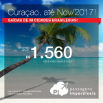 Promoção de Passagens para <b>CURAÇAO</b>! A partir de R$ 1.560, ida e volta; a partir de R$ 2.005, ida e volta, COM TAXAS INCLUÍDAS, em até 6x sem juros! Datas até Novembro/2017!