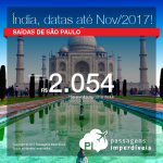 Promoção de Passagens para a <b>ÍNDIA: Bombaim – Mumbai, Delhi</b>! A partir de R$ 2.054, ida+volta; R$ 2.490, ida+volta, C/TAXAS! Saídas de São Paulo, com datas até Novembro/2017!