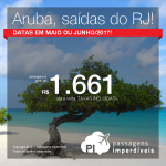 Promoção de Passagens para <b>ARUBA</b>, com datas em Maio e Junho/2017! A partir de R$ 1.661, ida e volta, COM TAXAS INCLUÍDAS, em até 10x sem juros! Saídas do Rio de Janeiro!