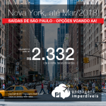 Promoção de Passagens para <b>NOVA YORK</b>, saindo de São Paulo! A partir de R$ 2.332, ida e volta, COM TAXAS INCLUÍDAS, em até 5x sem juros! Datas de Agosto/2017 até Março/2018!