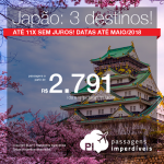 Passagens em promoção para o Japão: Nagoya; Osaka ou Tokio, com valores a partir de R$ 2.791, ida e volta, C/ TAXAS INCLUÍDAS! Até 11x SEM JUROS!