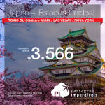 <b>2 em 1: Japão + Estados Unidos!</b> Passagens para <b>Osaka ou Tokio</b>, passando alguns dias, na volta, em <b>Miami, Nova York ou Las Vegas</b>! A partir de R$ 3.566, todos os trechos, COM TAXAS INCLUÍDAS!