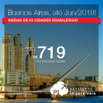 Promoção de Passagens para a <b>Argentina: BUENOS AIRES</b>! A partir de R$ 719, ida e volta, COM TAXAS INCLUÍDAS, em até 10x sem juros! Datas até Junho/2018, saindo de 05 cidades brasileiras!