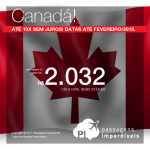 Promoção de Passagens para o <b>Canadá: Montreal, Ottawa, Quebec ou Toronto</b>! A partir de R$ 2.032, ida+volta, C/TAXAS! Até 10x SEM JUROS! Datas até Fevereiro/2018! Saídas de 12 cidades! Opções de voo direto pela Air Canada!