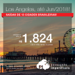 Promoção de Passagens para <b>LOS ANGELES</b>, saindo de 13 cidades brasileiras! A partir de R$ 1.823, ida e volta, COM TAXAS INCLUÍDAS, em até 10x sem juros! Datas até Junho/2018!