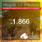 Promoção de Passagens para a <b>África do Sul: Cape Town, Durban, Joanesburgo, Port Elizabeth</b>! A partir de R$ 1.866, ida e volta, COM TAXAS INCLUÍDAS! Datas até Agosto/2018. Saídas de 16 cidades.