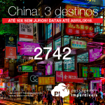 Promoção de Passagens para a <b>China: Chengdu, Pequim ou Xangai</b>! A partir de R$ 2.742, ida e volta, COM TAXAS INCLUÍDAS! Até 10x SEM JUROS! Datas até Abril/2018.