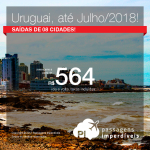 Passagens em promoção para o Uruguai: Montevideo ou Punta del Este, com valores a partir de R$ 564, ida e volta, C/ TAXAS INCLUÍDAS!