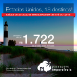 Passagens para 18 destinos dos <b>Estados Unidos</b>: Austin, Boston, Chicago, Detroit, Las Vegas, Los Angeles, Miami, Nova York, Orlando, San Francisco e mais</b>! A partir de R$ 1.722, ida e volta, COM TAXAS INCLUÍDAS, em até 6x sem juros!