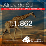 Promoção de Passagens para a <b>África do Sul: Cape Town ou Joanesburgo</b>! A partir de R$ 1.862, ida e volta, COM TAXAS! Datas até Novembro/2018. Saídas de 19 cidades.