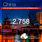 Promoção de Passagens para a <b>China: Chengdu, Pequim, Xangai, Hong Kong</b>! A partir de R$ 2.758, ida e volta, COM TAXAS INCLUÍDAS! Até 10x SEM JUROS! Datas até Setembro/2018.