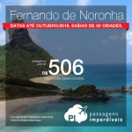 <b>Fernando de Noronha</b> em promoção! Valores a partir de R$ 506, ida e volta, com taxas! Até 6x SEM JUROS! Datas até Outubro/2018. Saídas de 30 cidades.