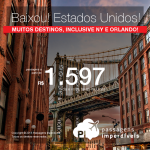 BAIXOU AINDA MAIS! Passagens para VÁRIOS destinos dos EUA: <b>Boston, Cincinnati, Cleveland, Dallas, Detroit, Filadelfia, Los Angeles, Memphis, Miami, Nova York, Orlando, San Francisco, Seattle e mais</b>! A partir de R$ 1.597, ida e volta, COM TAXAS INCLUÍDAS, em até 5x sem juros!