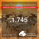 Promoção de Passagens para a <b>ÁFRICA DO SUL: Cape Town ou Joanesburgo</b>! A partir de R$ 1.745, ida e volta, COM TAXAS INCLUÍDAS! Saídas de 14 cidades brasileiras, com datas até Dezembro/2018!