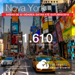 Promoção de Passagens para <b>Nova York</b>! A partir de R$ 1.610, ida e volta, COM TAXAS INCLUÍDAS! Até 6x SEM JUROS! Datas até Outubro/2018. 22 origens!