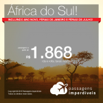 Promoção de Passagens para a <b>África do Sul: Cape Town ou Joanesburgo</b>! A partir de R$ 1.868, ida e volta, COM TAXAS INCLUÍDAS! Incluindo opções para Ano Novo, Férias de Janeiro e Férias de Julho!