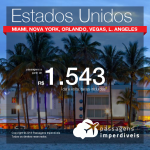 Passagens em promoção para os Estados Unidos: Fort Lauderdale, Las Vegas, Los Angeles, Miami, Nova York, Orlando ou Tampa, com valores a partir de R$ 1.561, ida e volta, C/ TAXAS INCLUÍDAS!