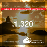 Promoção de Passagens 2 em 1 – <b>Fernando de Noronha + Recife</b>! A partir de R$ 1.320, todos os trechos, COM TAXAS! Até 6x SEM JUROS! Datas até Janeiro/2019. Saídas de 17 origens.