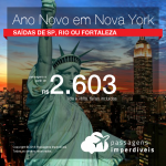 Passagens em promoção para o ANO NOVO e/ou NATAL! Vá para: <b>NOVA YORK</b>! A partir de R$ 2.603, ida e volta, COM TAXAS!